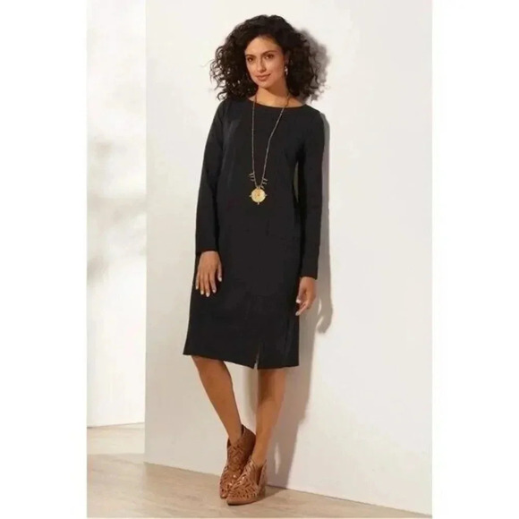 Soft Surroundings Navy Blue Haiku Long Sleeve Shift Dress S - Picture 1 of 3